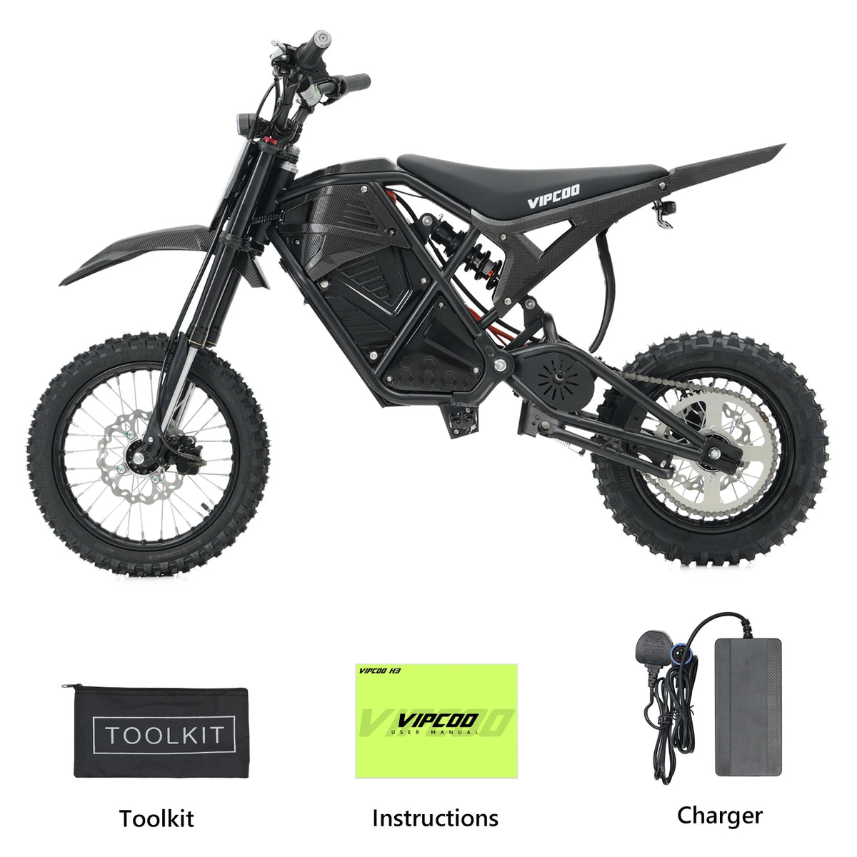 VIPCOO H3 Electric Dirt Bike With Fat Tires And Suspension