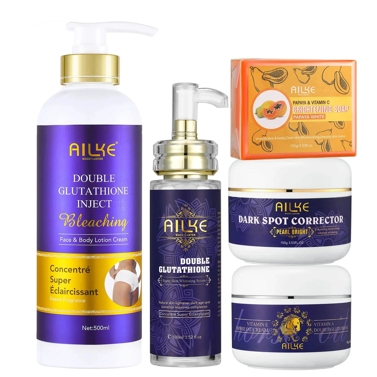 AILKE Glutathione Skin Care Set With Brightening Soap And Cream