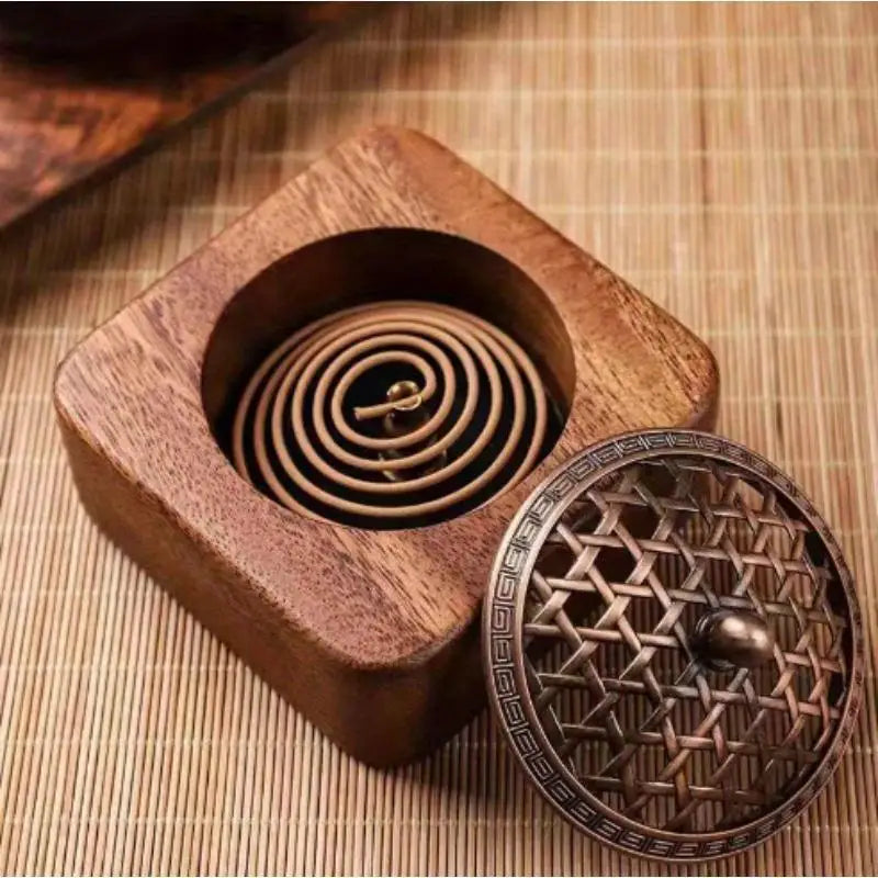 South American Walnut Incense Holder Wooden Box for Sandalwood Disks