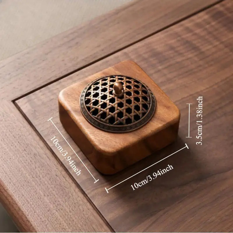 South American Walnut Incense Holder Wooden Box for Sandalwood Disks
