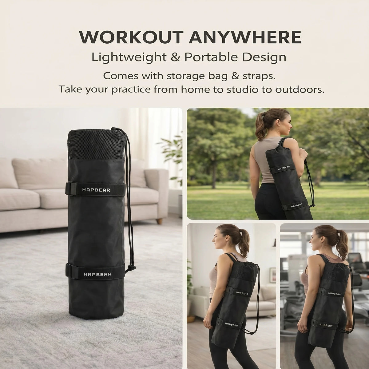 Hapbear TPE Extra Large Non Slip Yoga Mat With Bag