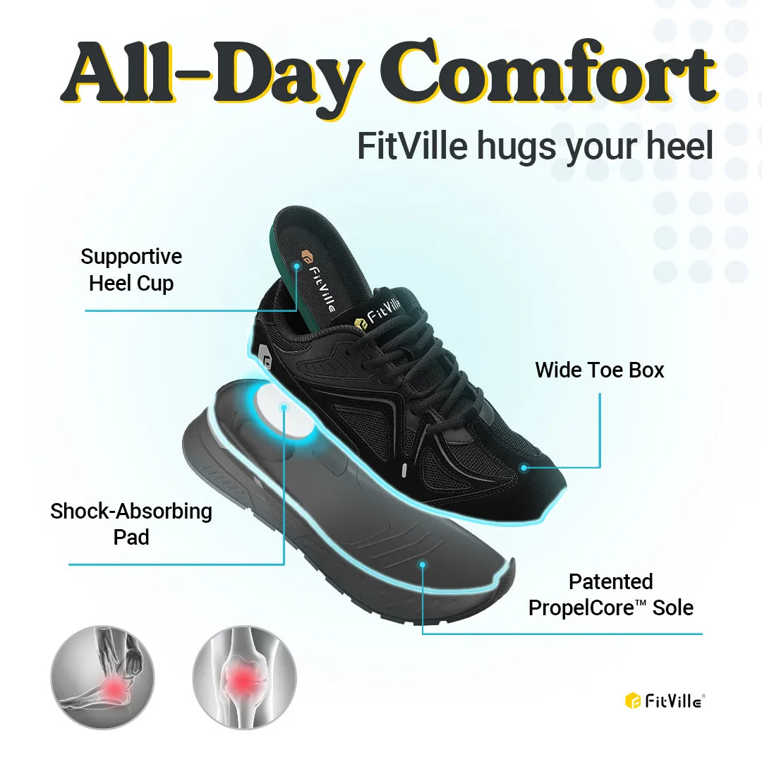 Fitville Men's Lightweight Walking Shoes For Arch Support And Comfort