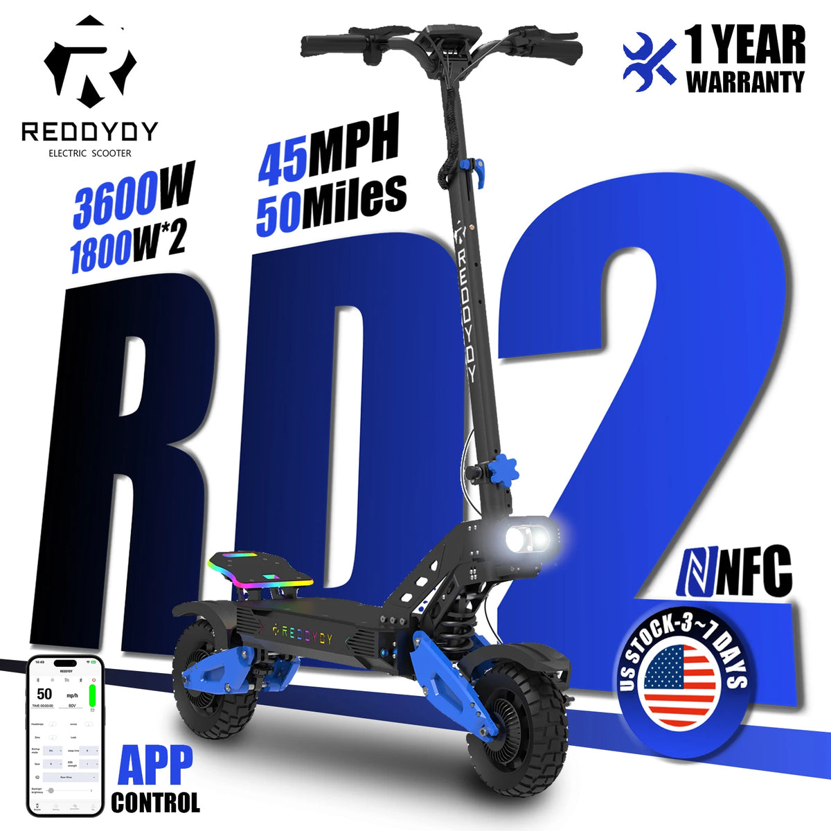 REDDYDY RD2 Dual Motor Off Road Electric Scooter for Adults