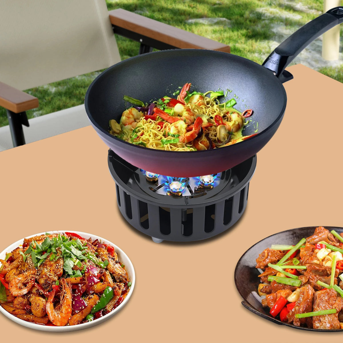 Portable Butane Propane Camping Stove With Dual Gas Adapters