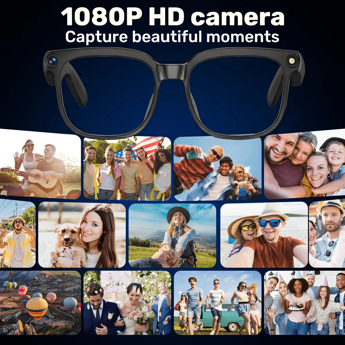 Smart Camera Glasses With HD Video Translation And Voice Assistant