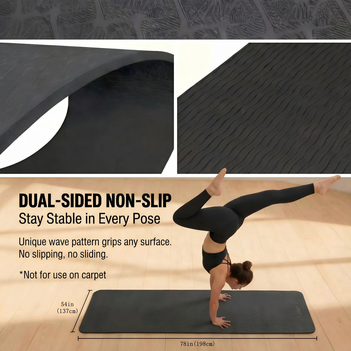 Hapbear TPE Extra Large Non Slip Yoga Mat With Bag