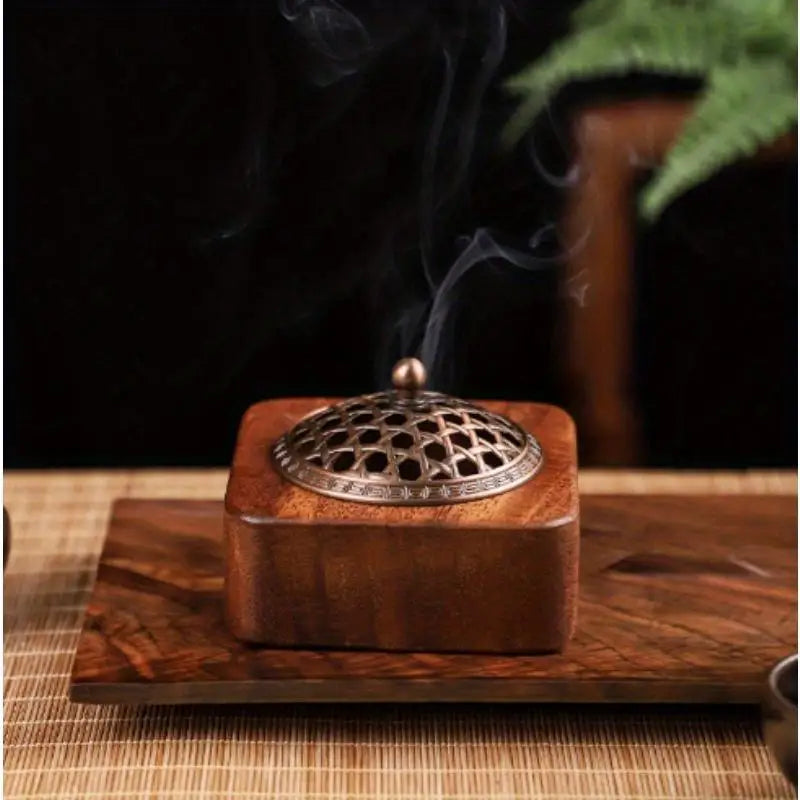South American Walnut Incense Holder Wooden Box for Sandalwood Disks