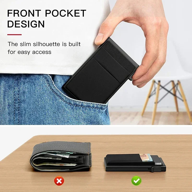 Smart Rfid Metal Pop Up Credit Card Holder Wallet Case