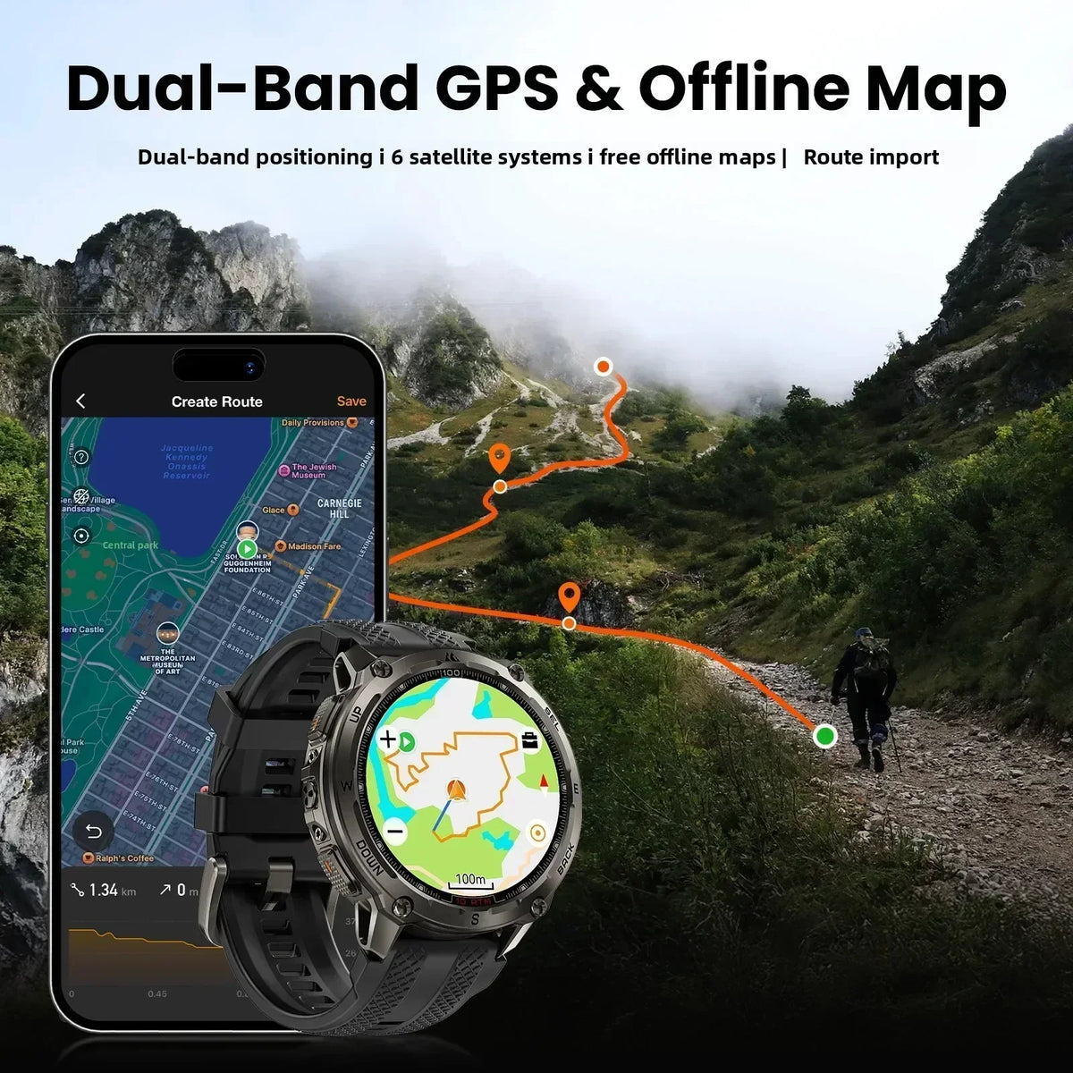 KOSPET Tank T4 Rugged Smartwatch With GPS And Heart Rate
