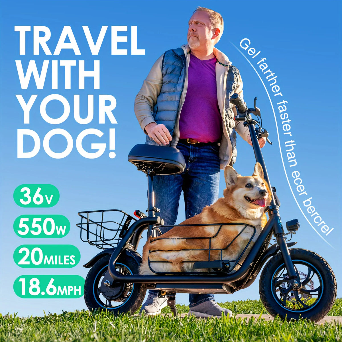 Gyroor Adult Foldable Electric Scooter With Basket And Three Modes