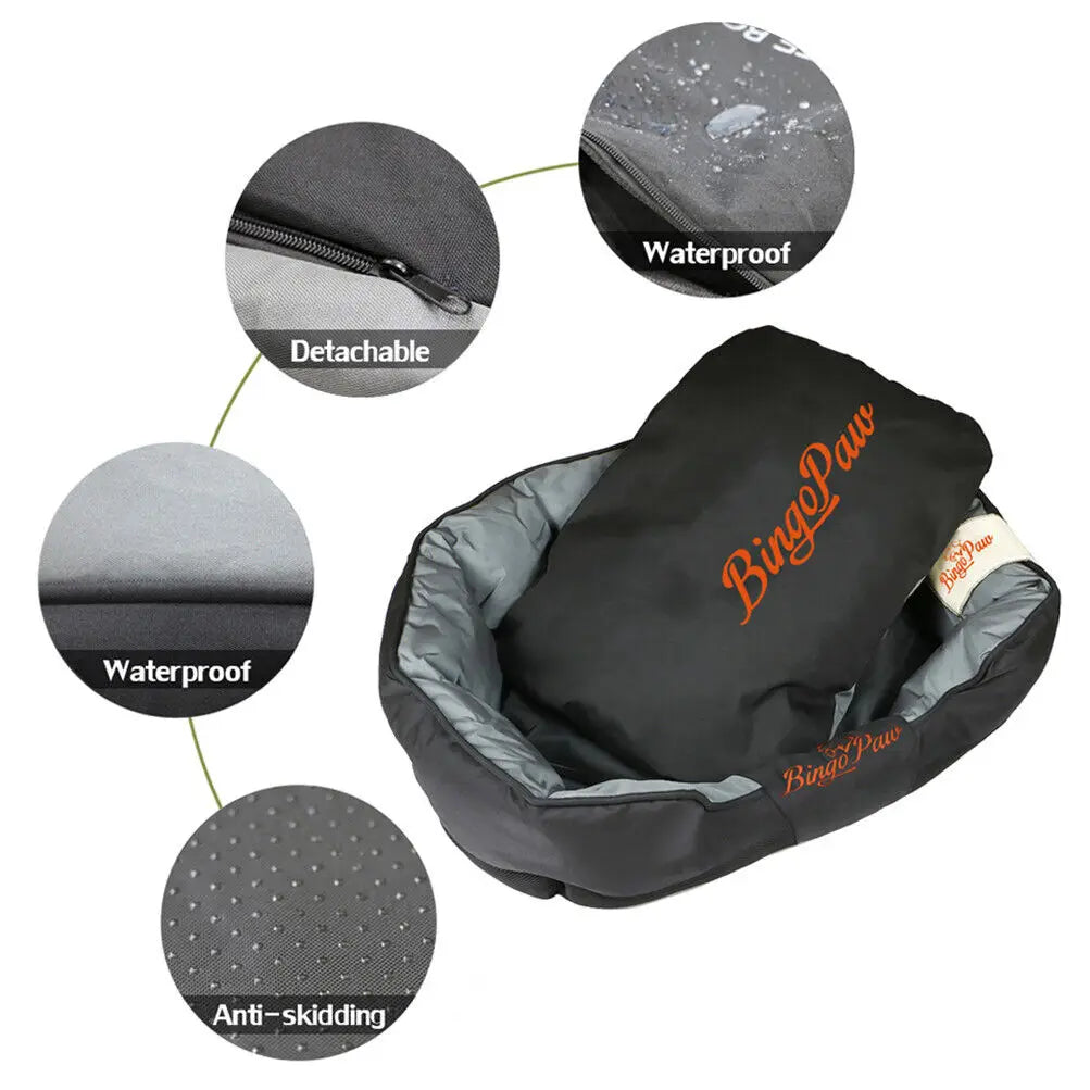 Bingopaw Waterproof Oxford Dog Bed With Removable Calming Cushion