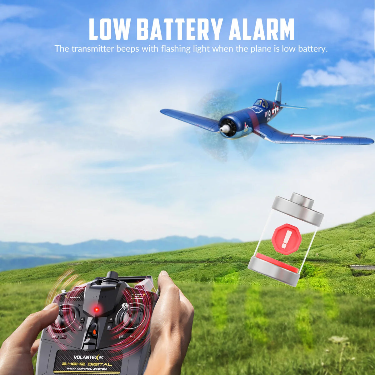 Volantexrc F4U Corsair Brushless RC Plane With One Key Aerobatics