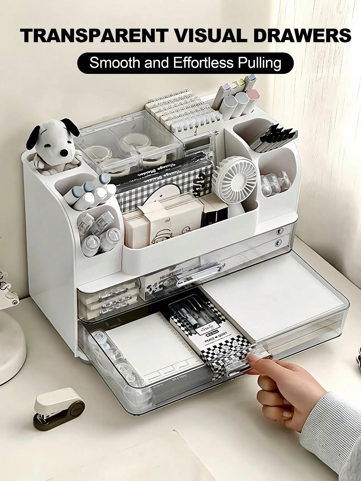 Makeup Organizer With Drawers And Brush Holders For Vanity Storage