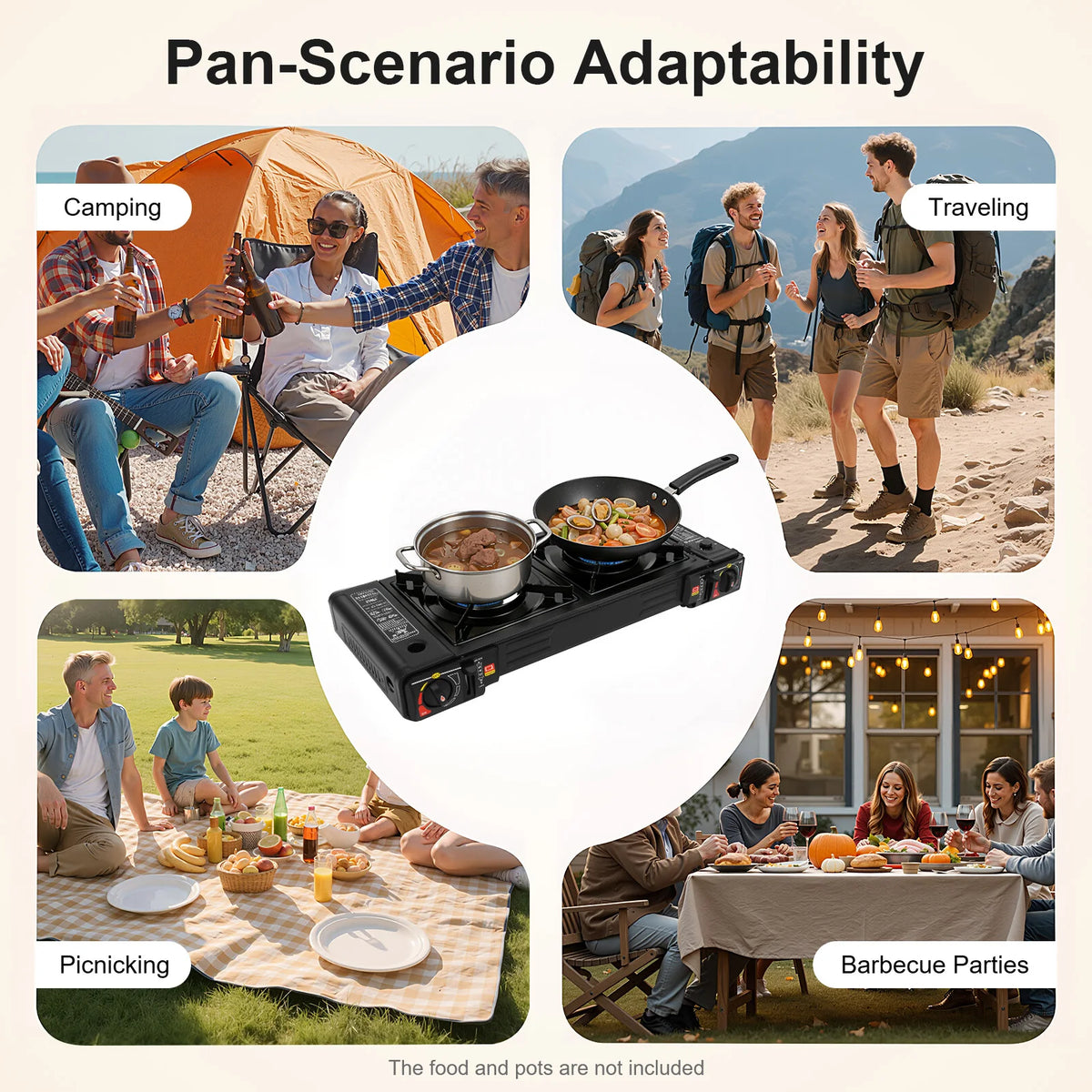 Portable Dual Burner Gas Stove For Outdoor Camping And Picnic