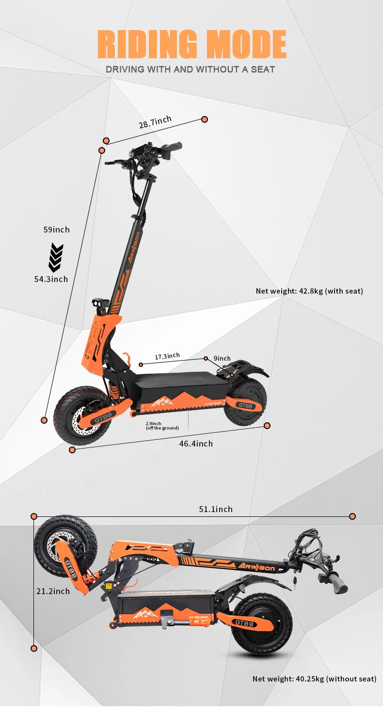 Arwibon Dual Motor Folding Electric Scooter For Adults