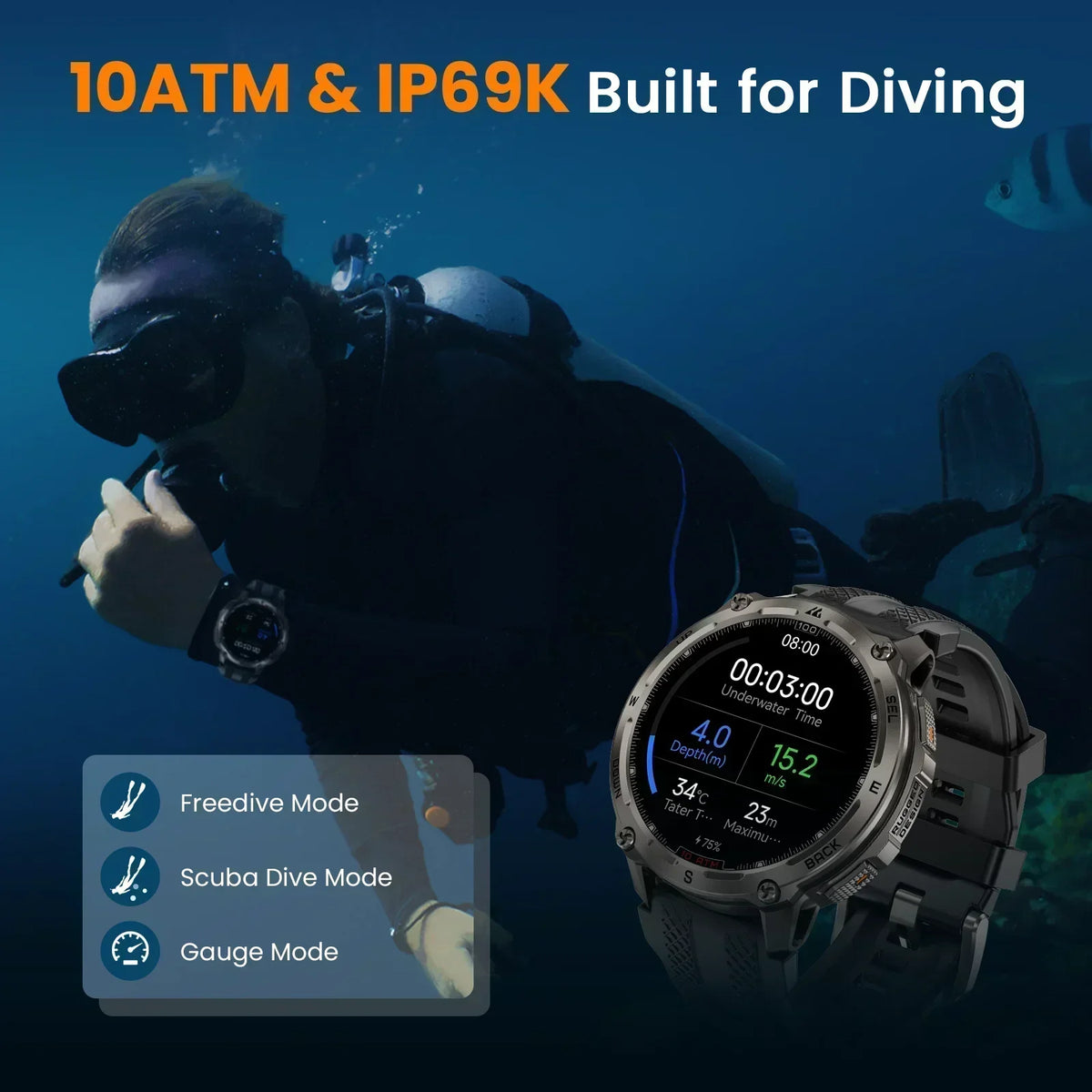 KOSPET Tank T4 Rugged Smartwatch With GPS And Heart Rate