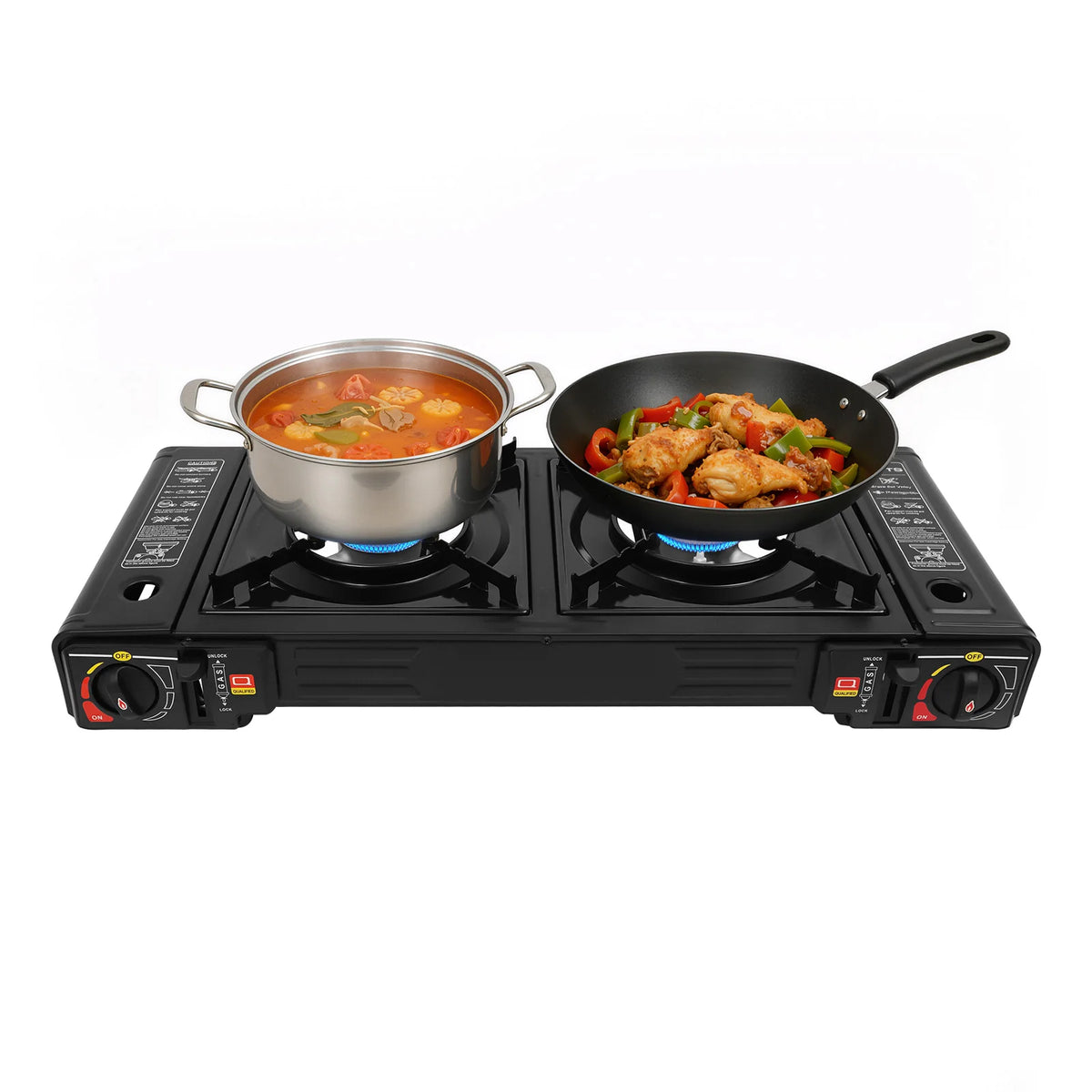 Portable Dual Burner Gas Stove For Outdoor Camping And Picnic