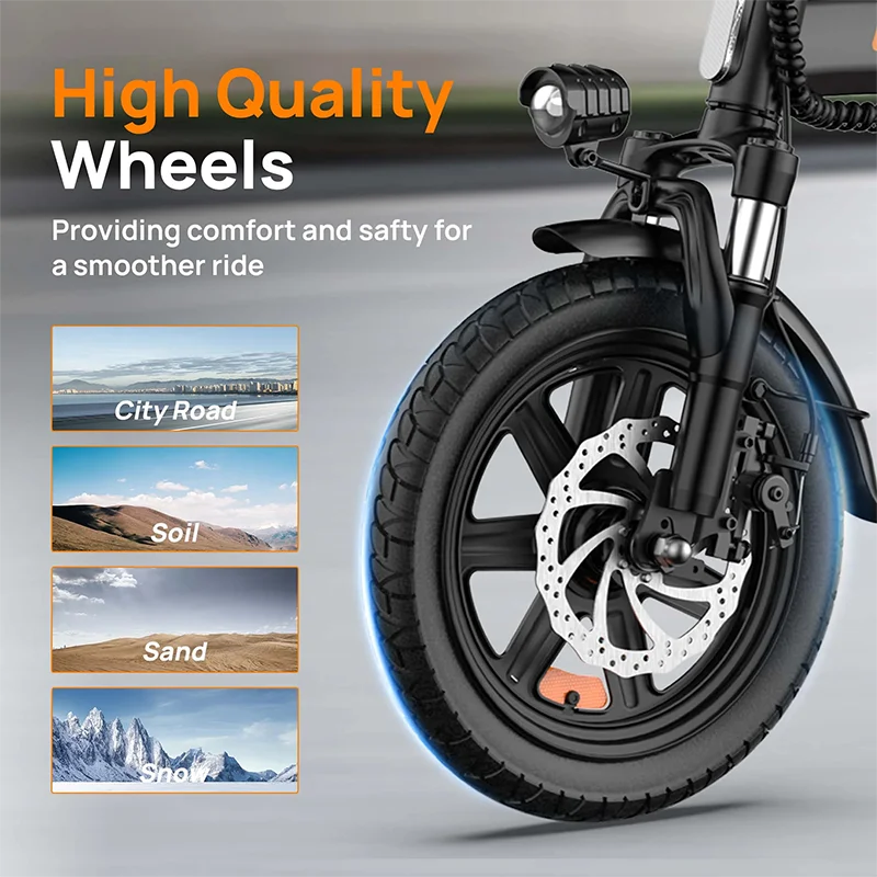 URLIFE Folding Electric Bike With 500W Motor And Removable Battery