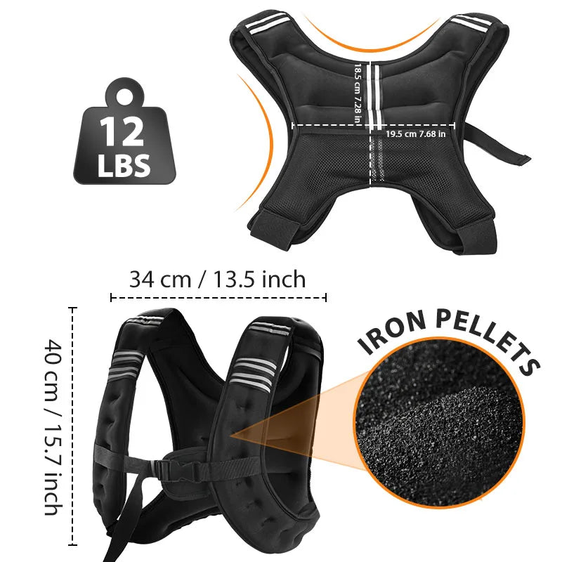 Weight Vest With Reflective Stripes And Storage Pockets For Fitness