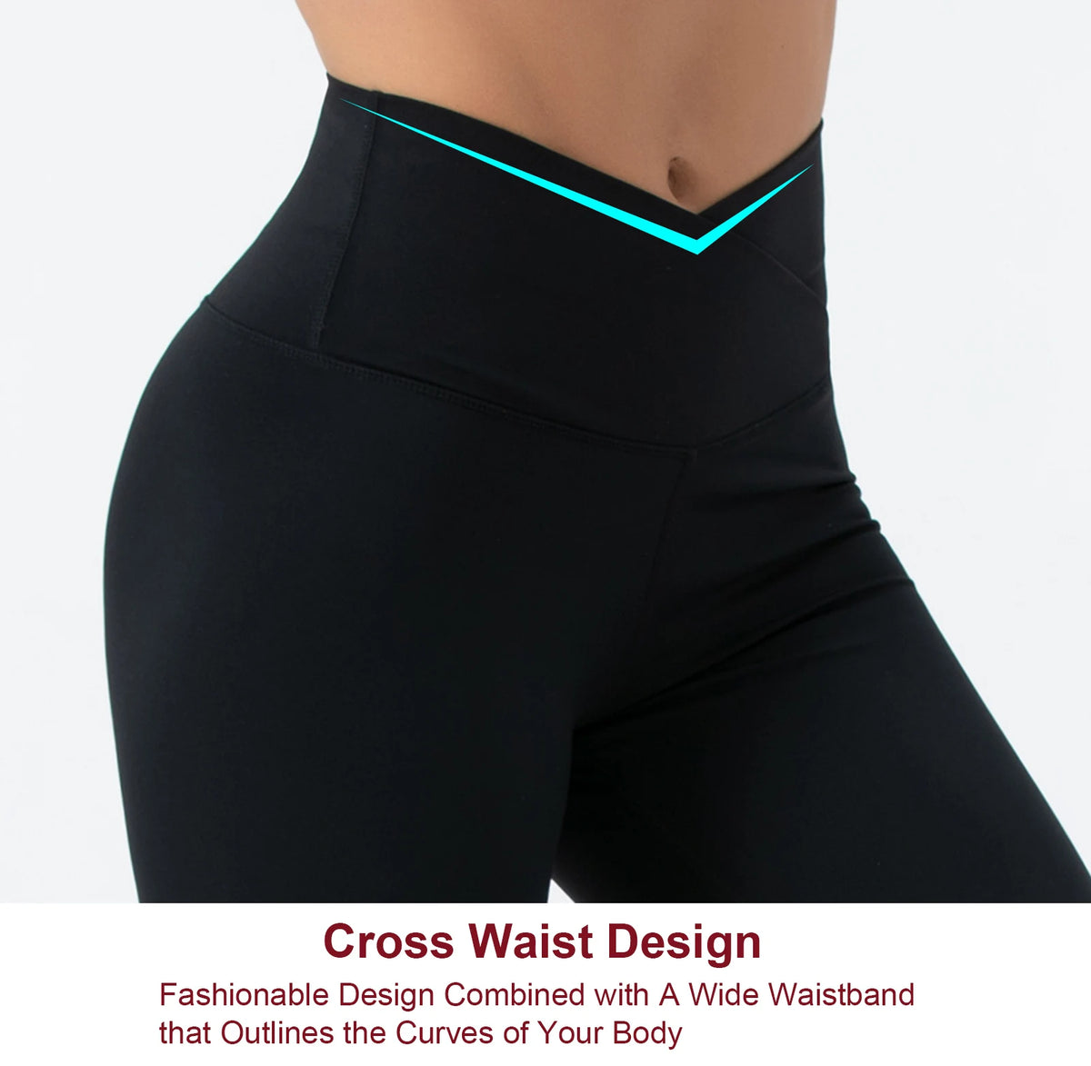 THE GYM PEOPLE Women's V Cross Waist Yoga Capris Leggings High Waisted Tummy Control Workout Running Pants
