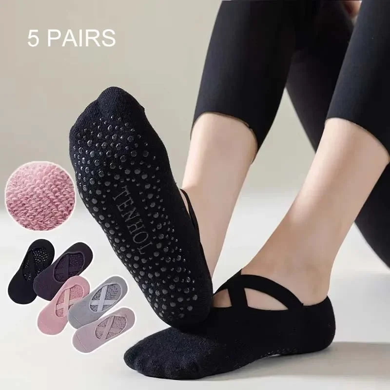 Premium Cotton Yoga Socks Featuring Breathable Non Slip Grip