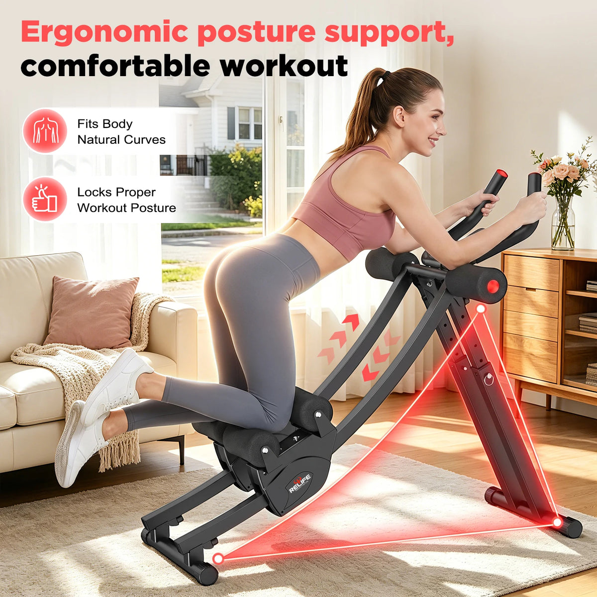 Relife Sports Dual Track Ab Machine With Adjustable Resistance