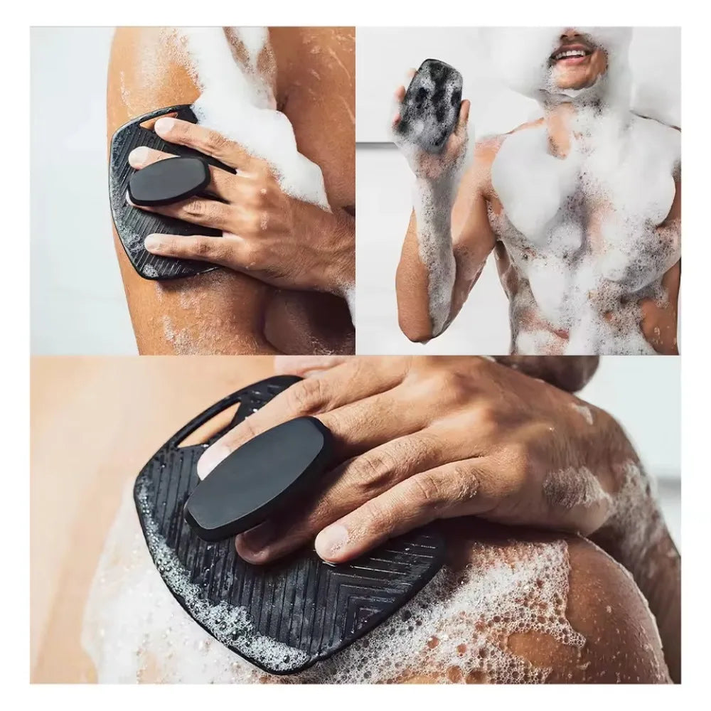 Silicone Body Scrubber No Slip Handle Exfoliating Face Cleanser