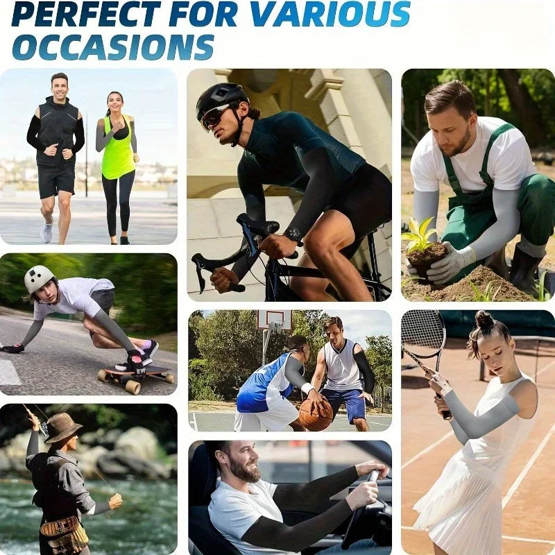 1/4pairs Ice Silk Sleeves Breathable Anti-UV Cycling Running Arm Covers Unisex Elastic Sunscreen Cooling Basketball Arm Sleeves