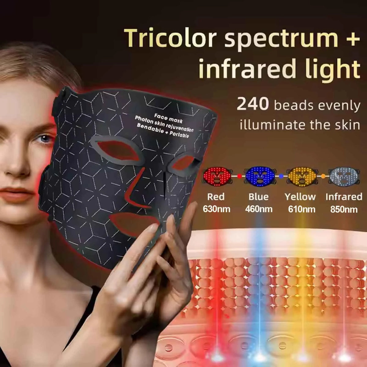 Portable Led Face Mask For Light Therapy And Skin Rejuvenation