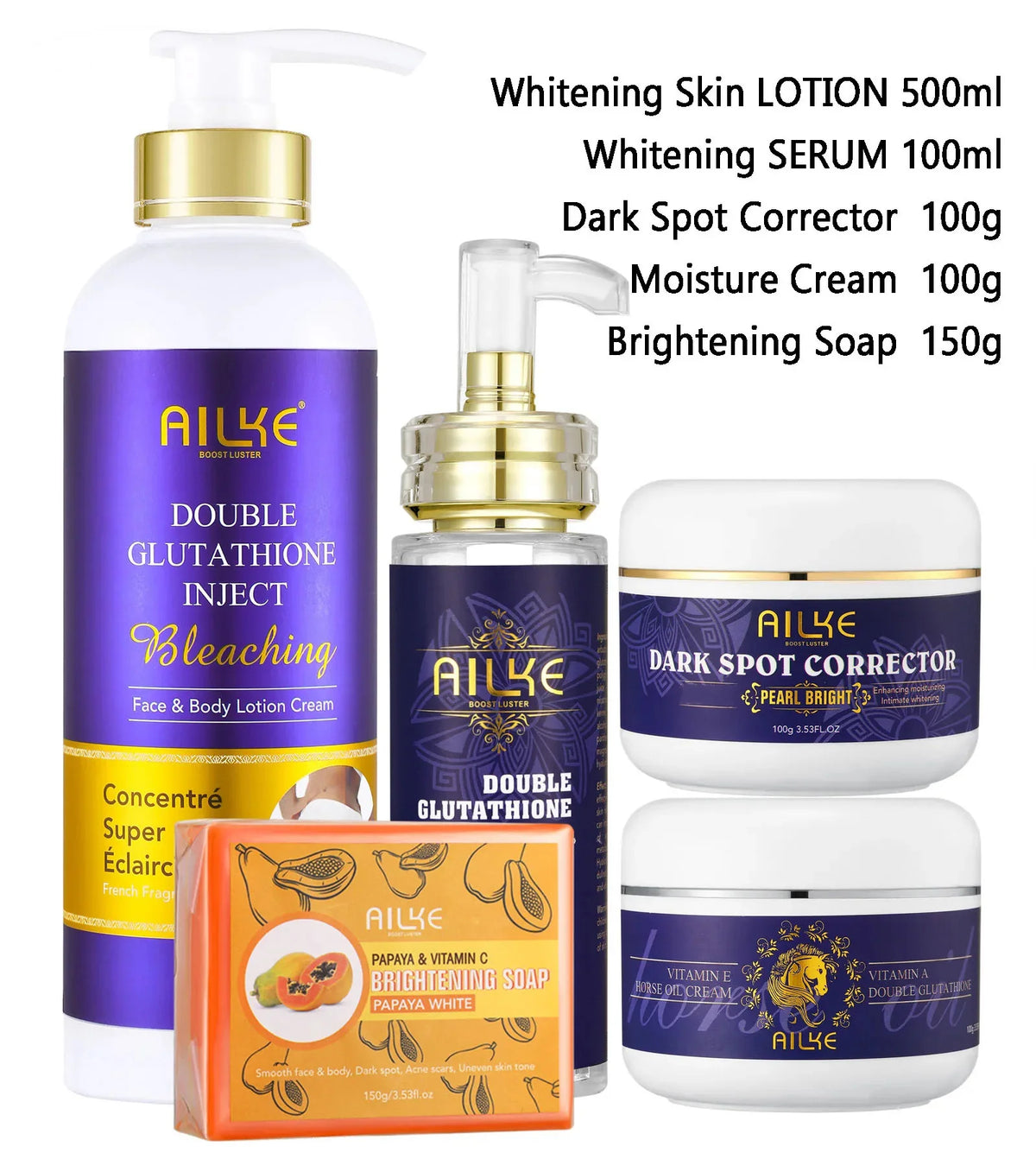 AILKE Glutathione Skin Care Set With Brightening Soap And Cream