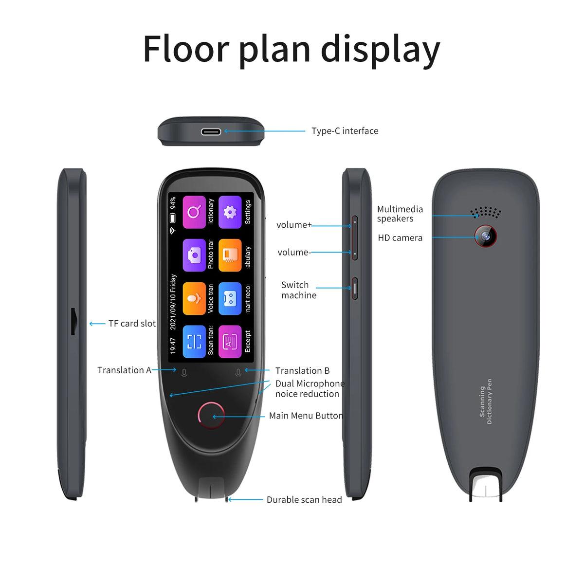 Bisofice S50 Multilingual Translation Dictionary Pen Scanner With Recording