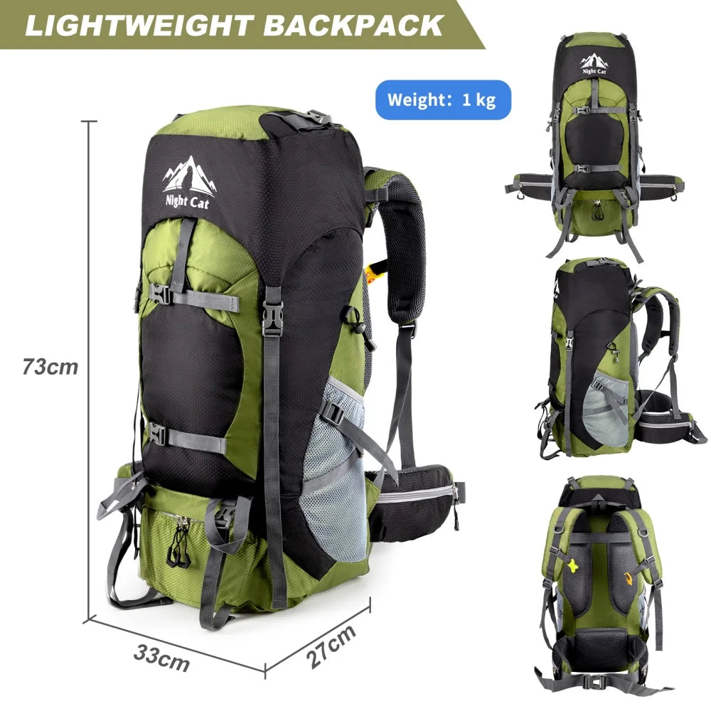 Night Cat Lightweight Hiking Backpack With Rain Cover Camping Travel