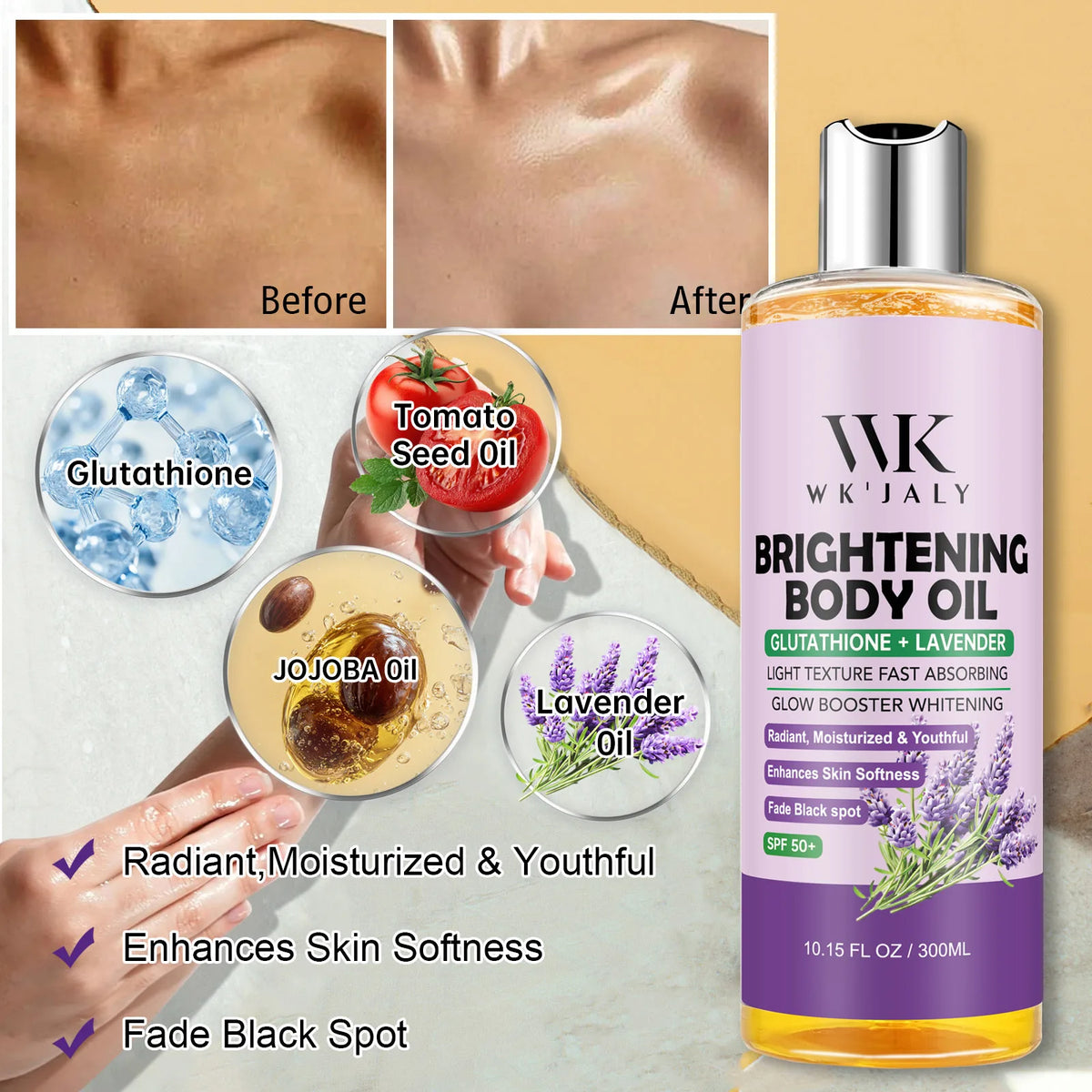 WK JALY Moisturizing Body Oil For Smooth, Radiant Looking Skin