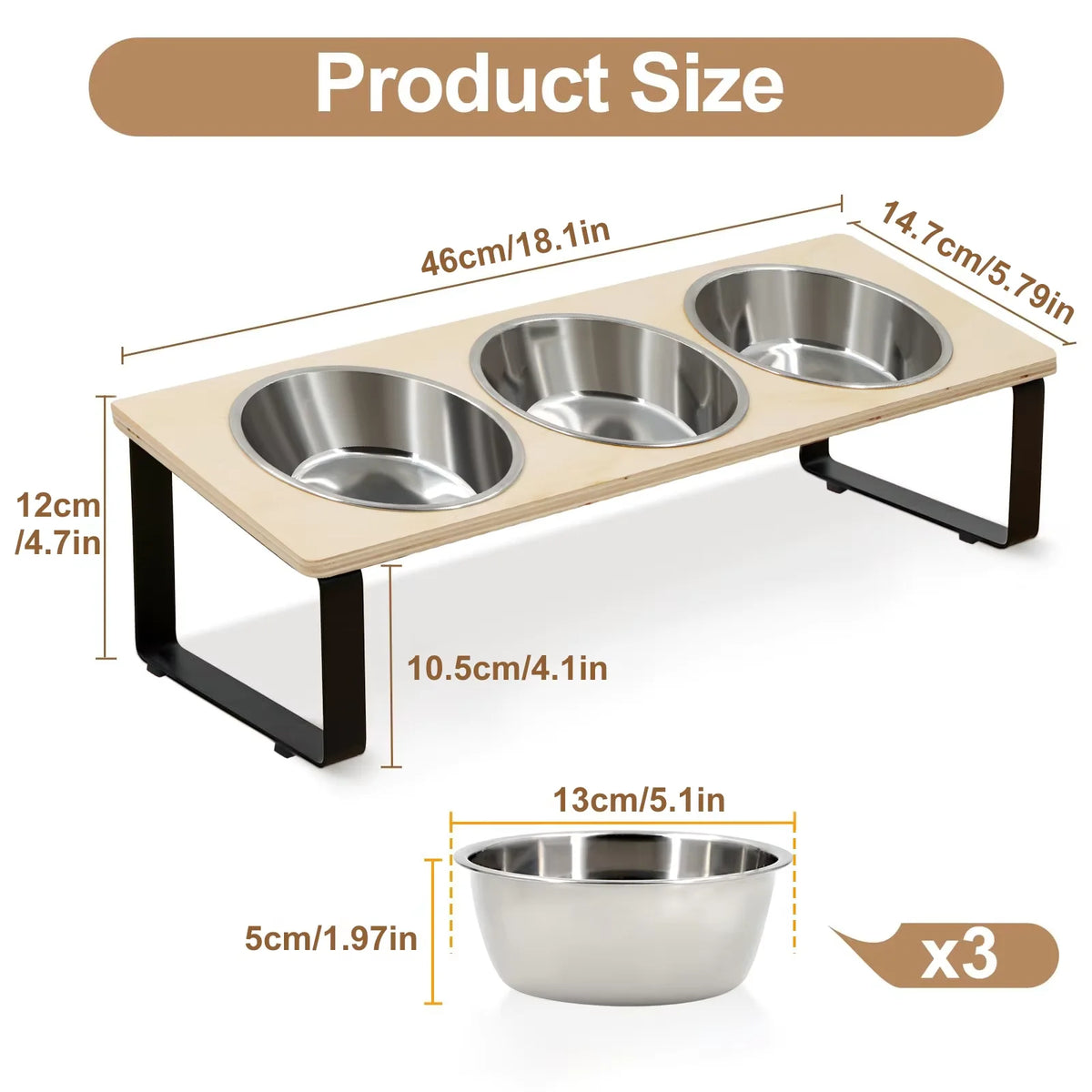 Elevated Stainless Steel Cat Feeder With Tilted Bowls And Mat
