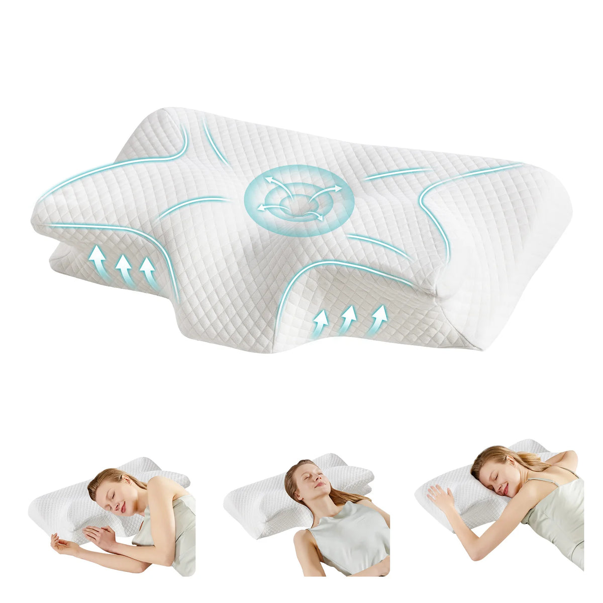 JHK Ergonomic Memory Foam Cervical Neck Pillow With Cooling Cover