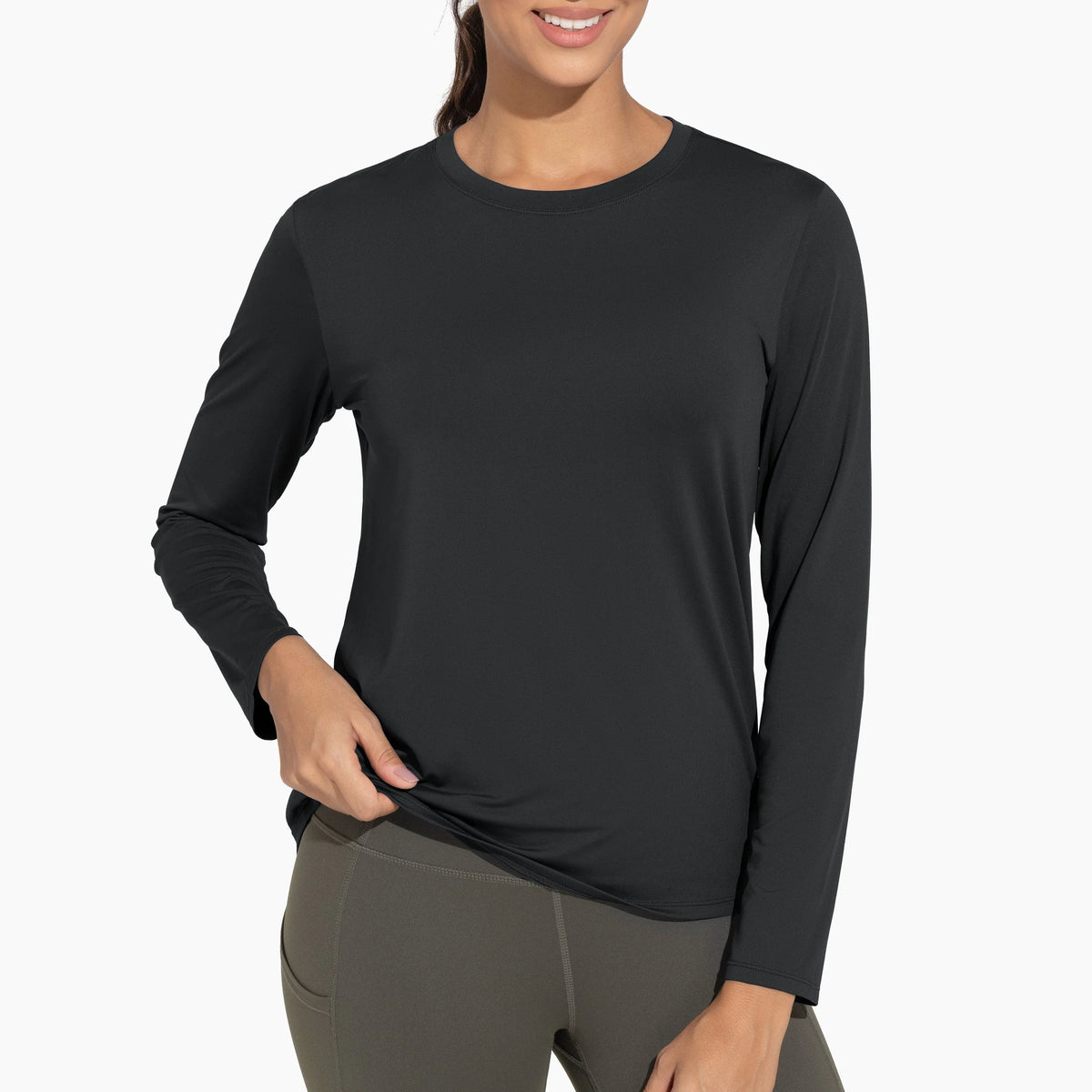 THE GYM PEOPLE Women's Ultra Soft Long Sleeve Workout Shirts Basic Crewneck Athletic Running Tops