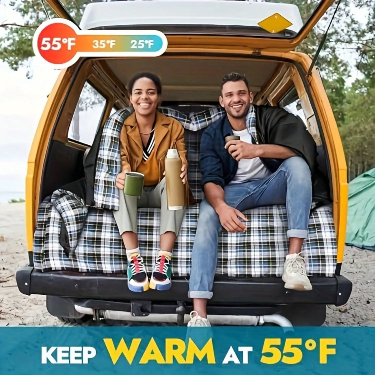 Double Camping Sleeping Bag With Pillows For Cold Weather