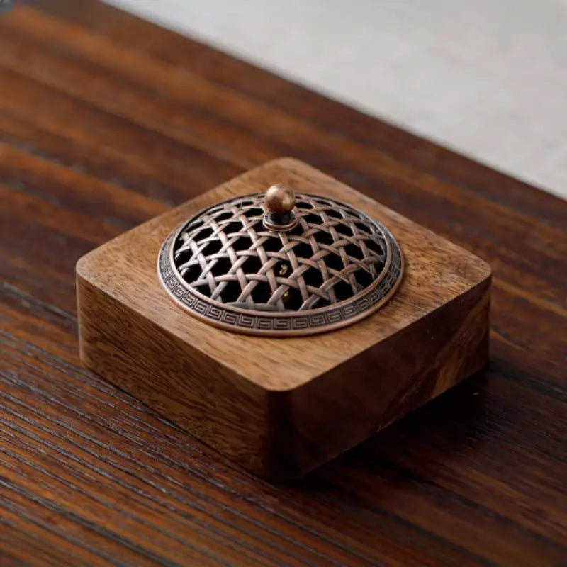 South American Walnut Incense Holder Wooden Box for Sandalwood Disks