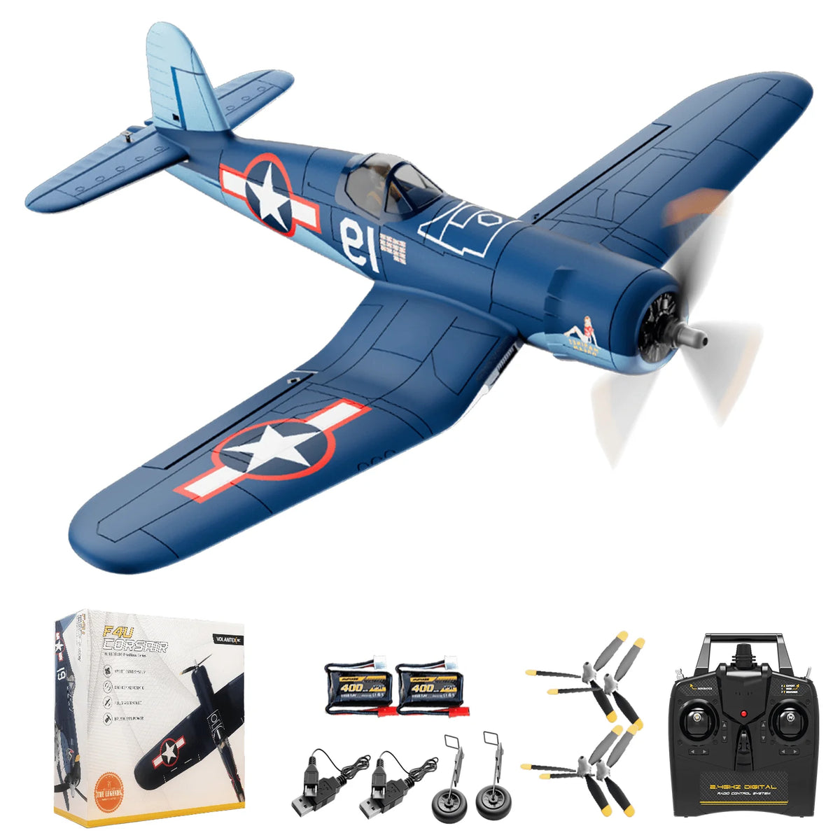 Volantexrc F4U Corsair Brushless RC Plane With One Key Aerobatics