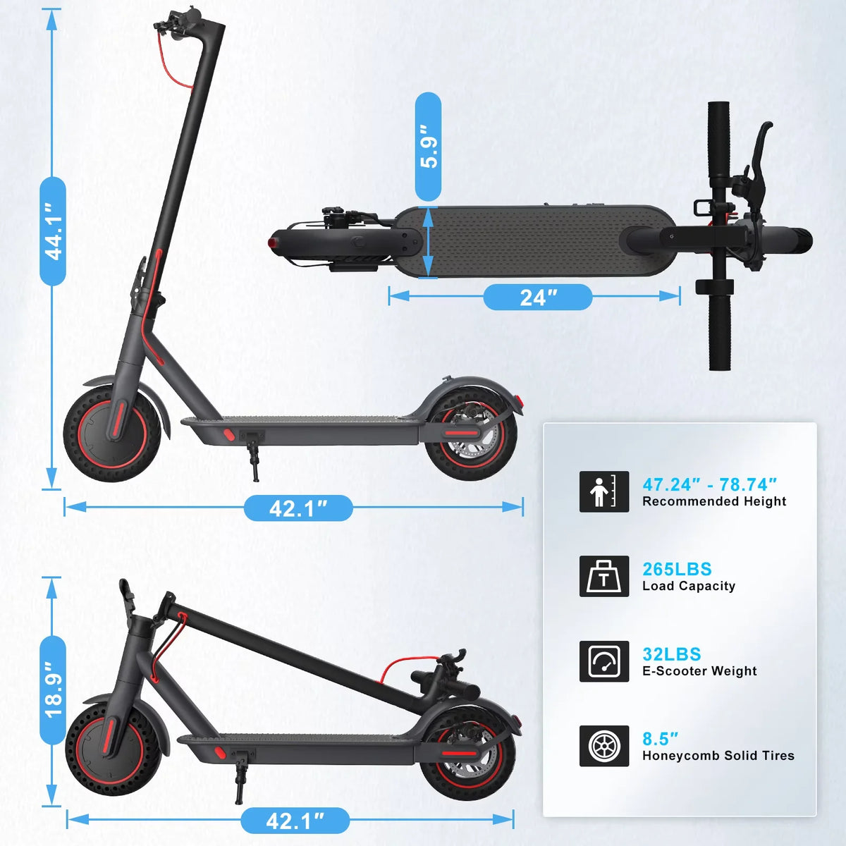 OBX Foldable Electric Scooter 350W Motor With 16 Mile Range