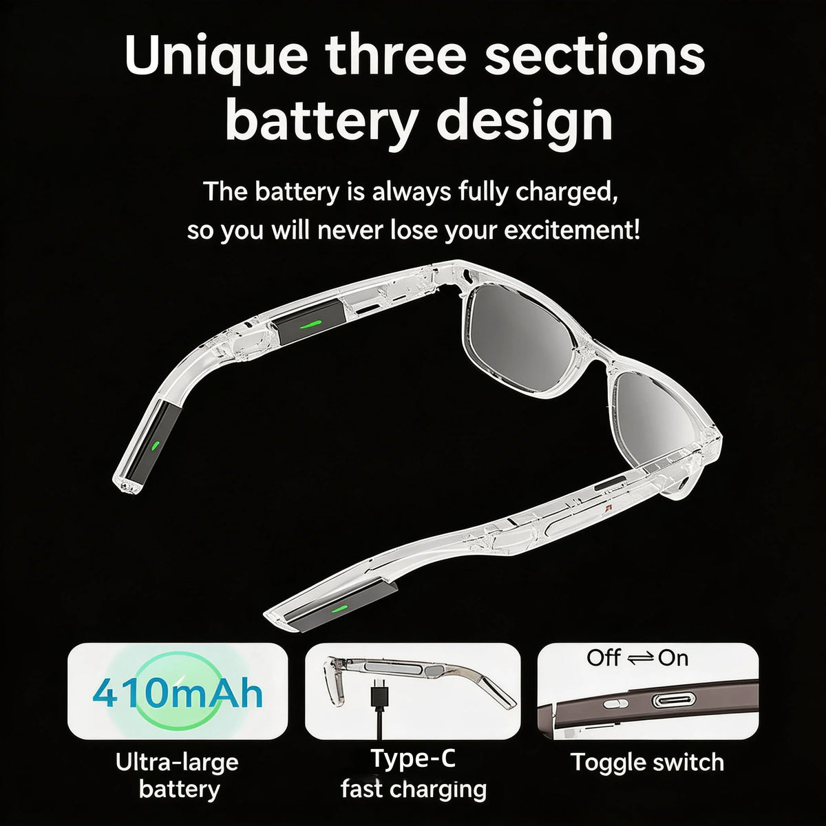 W&O AI Camera Glasses With Real Time Translation And Open Ear