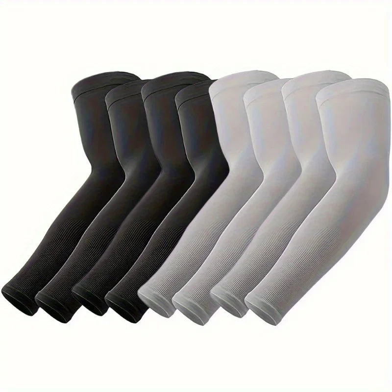 1/4pairs Ice Silk Sleeves Breathable Anti-UV Cycling Running Arm Covers Unisex Elastic Sunscreen Cooling Basketball Arm Sleeves
