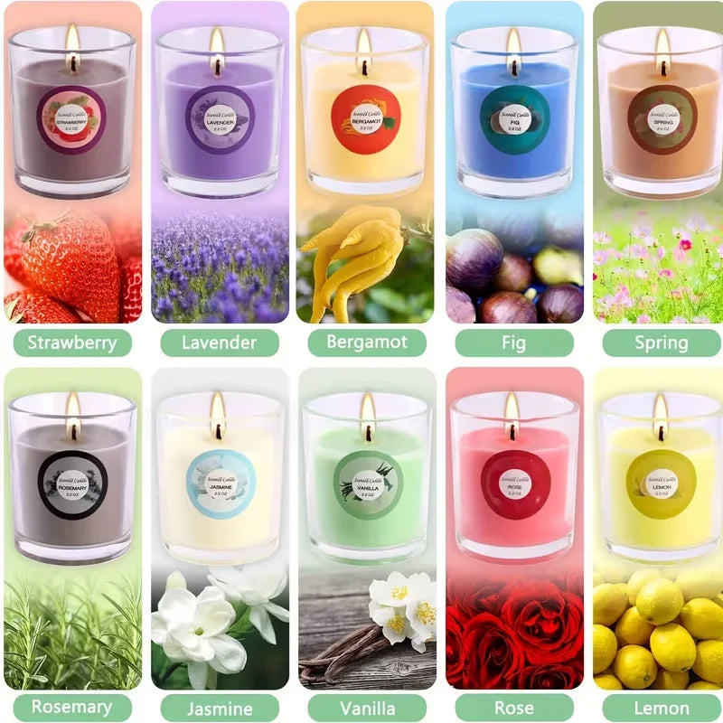 Fclayvts Scented Soy Wax Candle Gift Set With Aromatherapy Scents
