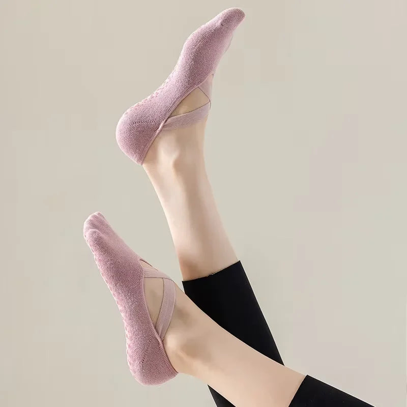 Premium Cotton Yoga Socks Featuring Breathable Non Slip Grip