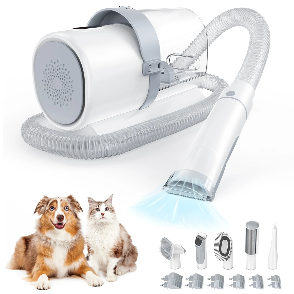 JHK Pet Grooming Vacuum Kit With Clippers And Grooming Attachments