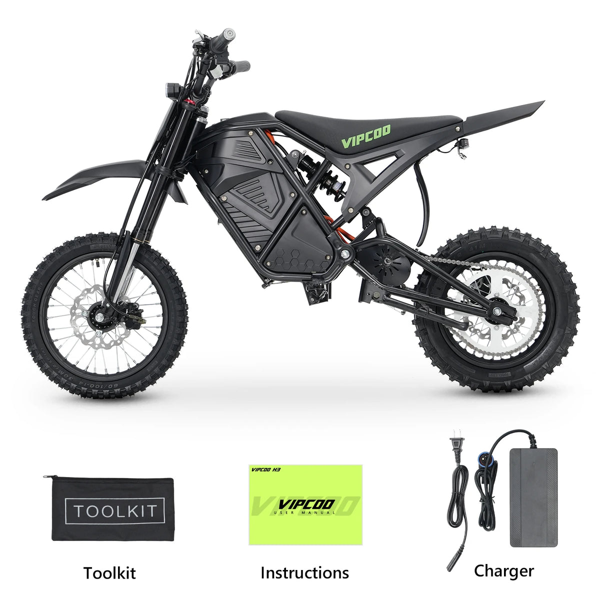VIPCOO H3 Electric Dirt Bike With Fat Tires And Suspension
