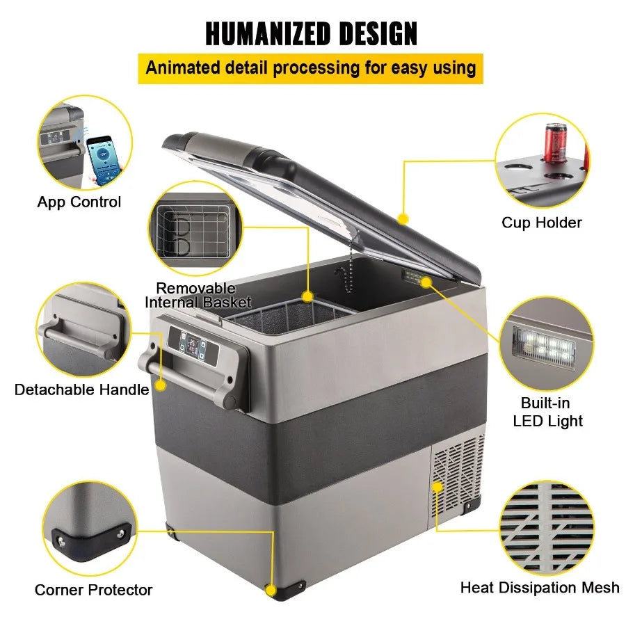 Dual Zone Portable Refrigerator Cooler For Car RV Camping Use