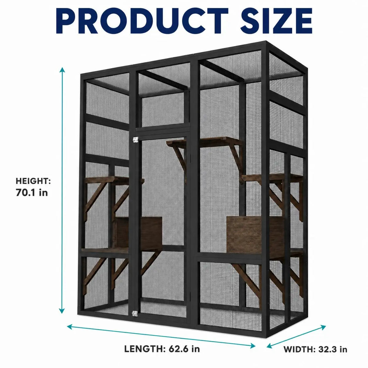 HiMISS Wooden Outdoor Cat Enclosure With Waterproof Roof And Platforms