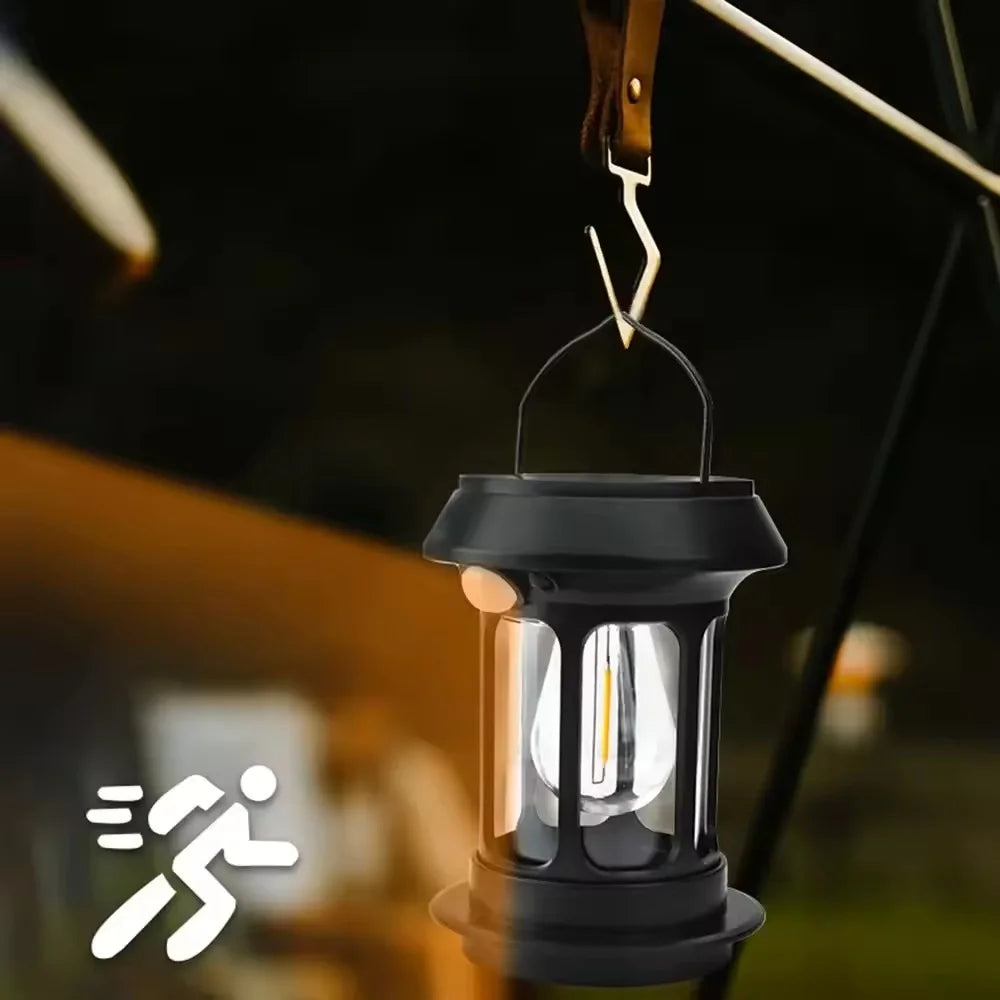 Outdoor Camping Lantern Portable USB Rechargeable Lamp Retro LED Light For Emergency Fishing Hiking Tent Nightlight Waterproof