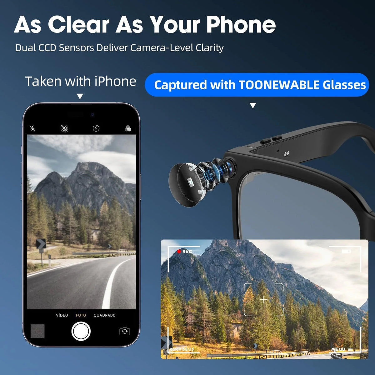Smart Camera Glasses With HD Video Translation And Voice Assistant